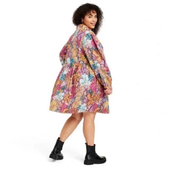 Kika Vargas X Target Multicolored Anemone Collared Babydoll Mini Dress - 1X - Picture 3 of 15
